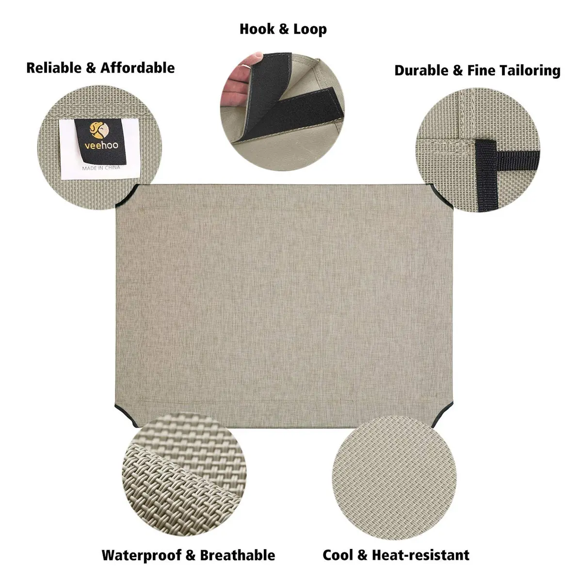 Veehoo Replacement Cooling Pet Bed Cover Beige 81cm (32") x 64cm (25") | Breathable Mesh Fabric for Medium Dogs - view 2