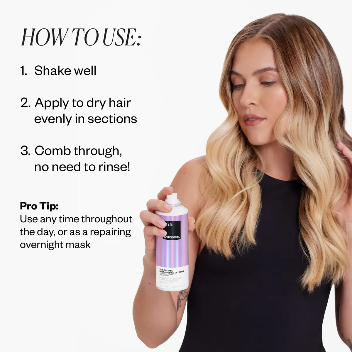 IGK Antisocial Dry Hair Mask 148ml (5 Oz) | Overnight Bond Repair for Damaged Hair - view 5