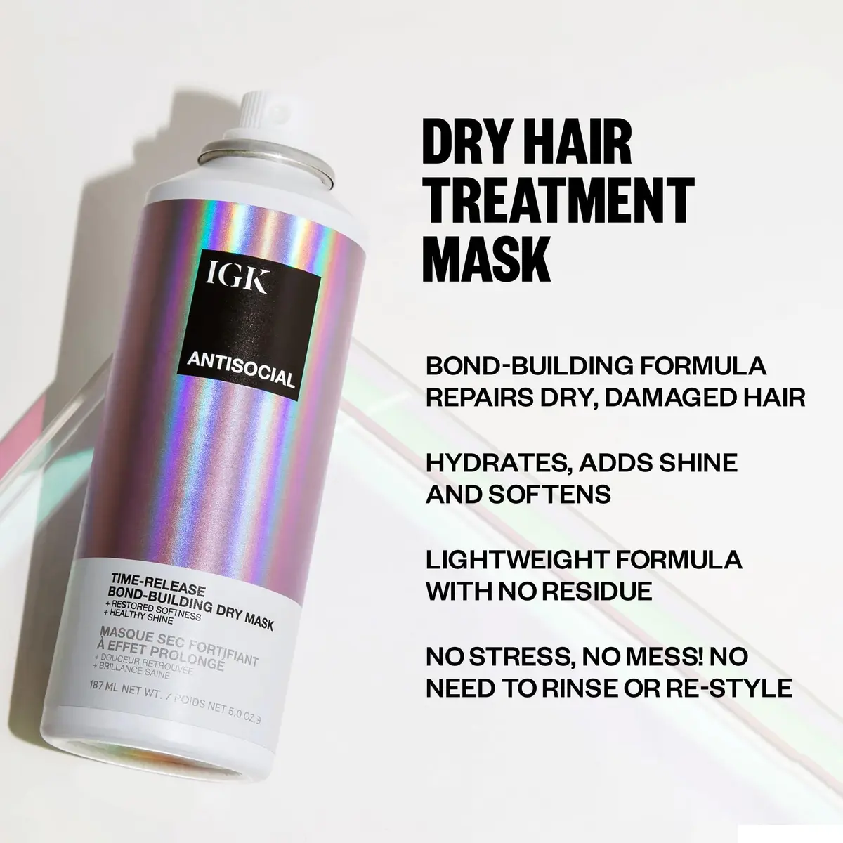 IGK Antisocial Dry Hair Mask 148ml (5 Oz) | Overnight Bond Repair for Damaged Hair - view 2