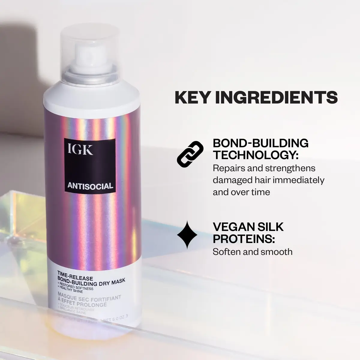IGK Antisocial Dry Hair Mask 148ml (5 Oz) | Overnight Bond Repair for Damaged Hair - view 3