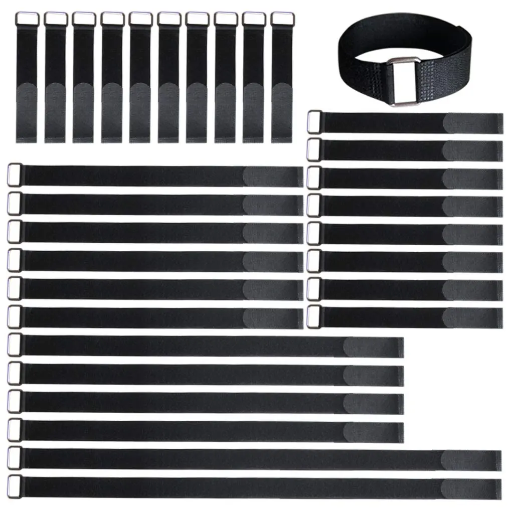VIGAER 8"12"18"24"30" Hook and Loop Cable Straps | Reusable Nylon Securing Straps with Buckle - main product image