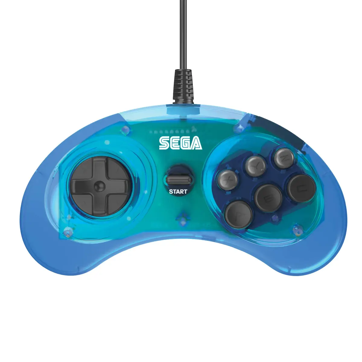 Retro-Bit SEGA Genesis 6-Button Wired USB Controller (Clear Blue) | Officially Licensed PC Gaming Controller - view 2