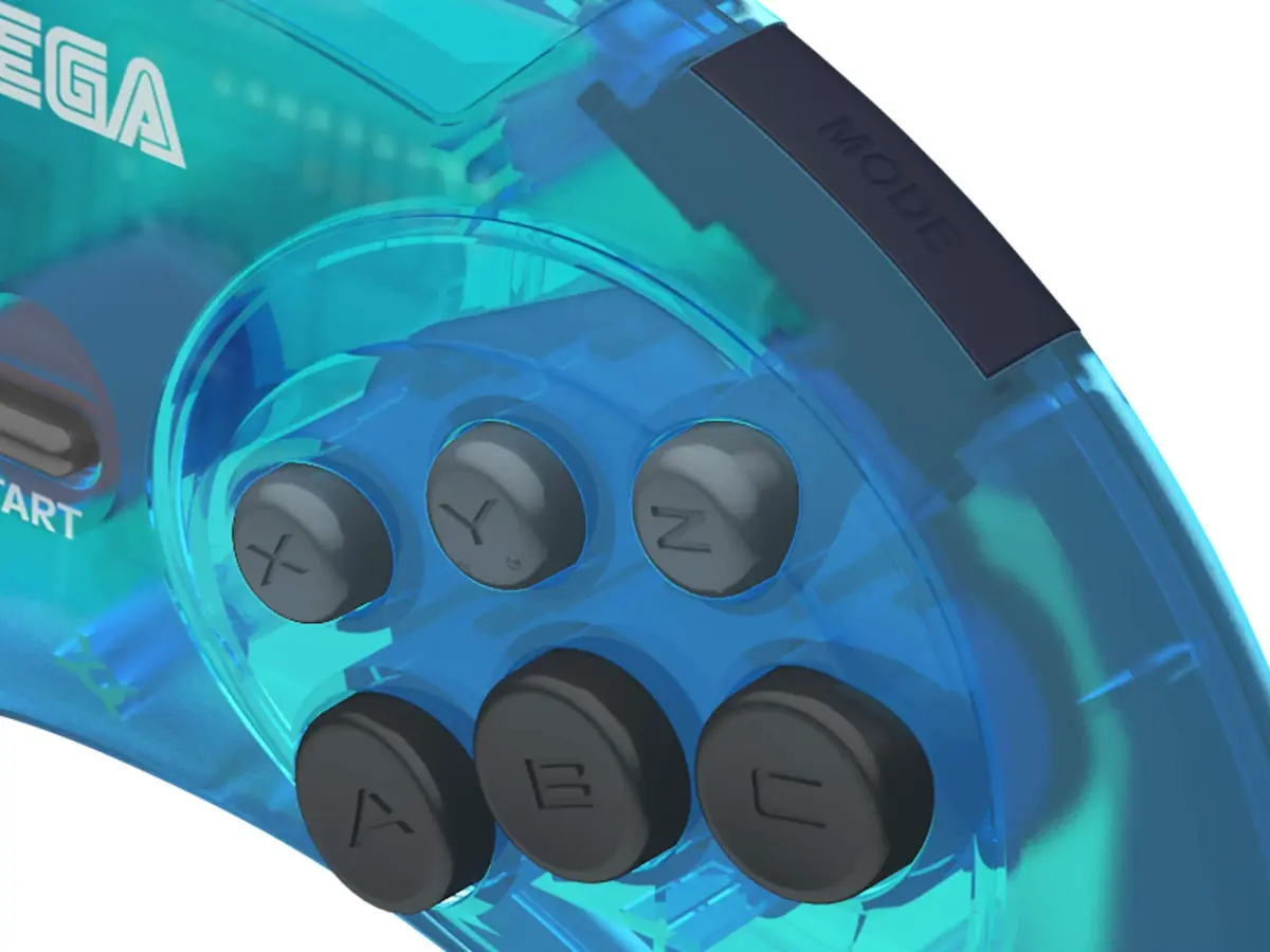 Retro-Bit SEGA Genesis 6-Button Wired USB Controller (Clear Blue) | Officially Licensed PC Gaming Controller - view 4