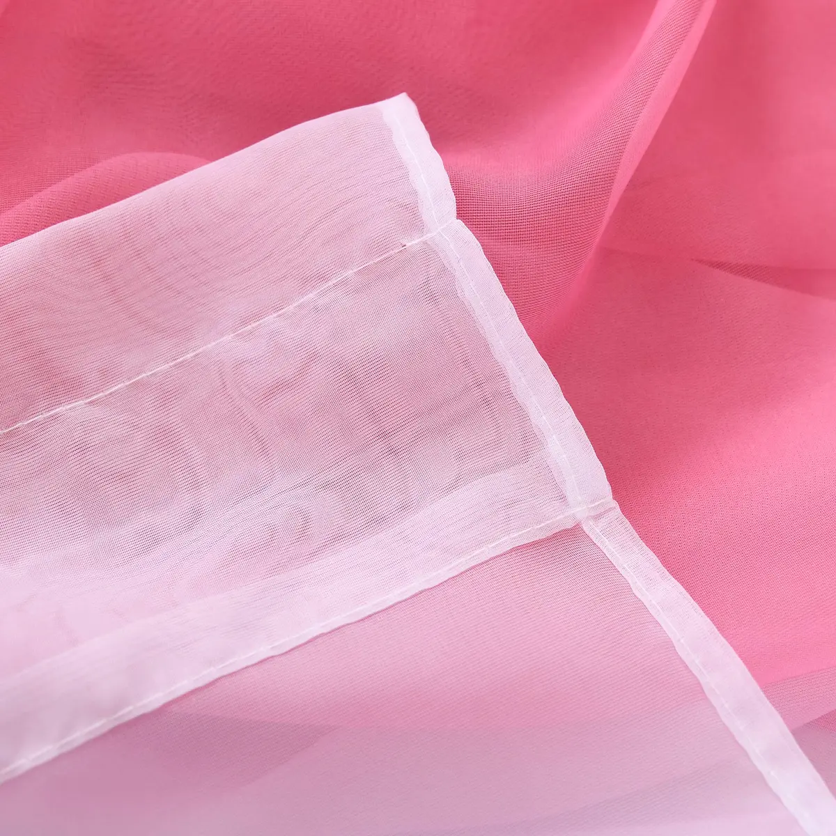 HUTO Pink Curtain Ombre Sheer Curtain for Girls Bedroom | Gradient Window Panel 52"W x 95"L - view 5