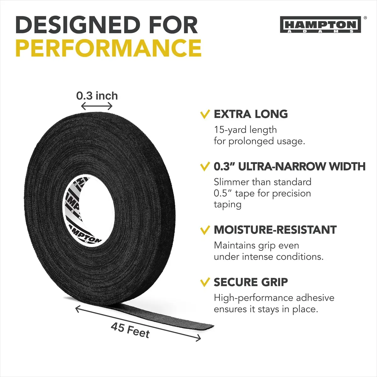 Hampton Adams Pro Finger Tape Black 8 Rolls | Non-Slip Grip for BJJ, Climbing & Sports - view 2