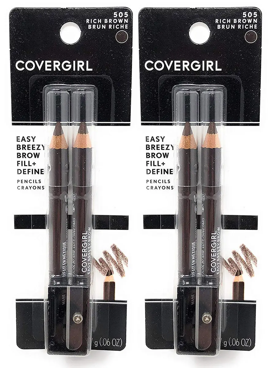 CoverGirl Brow & Eye Makers Brow Shaper & Eyeliner, Midnight Brown 505.06 oz | Soft, Blendable Pencils, Water Resistant, Pack of 2 - main product image
