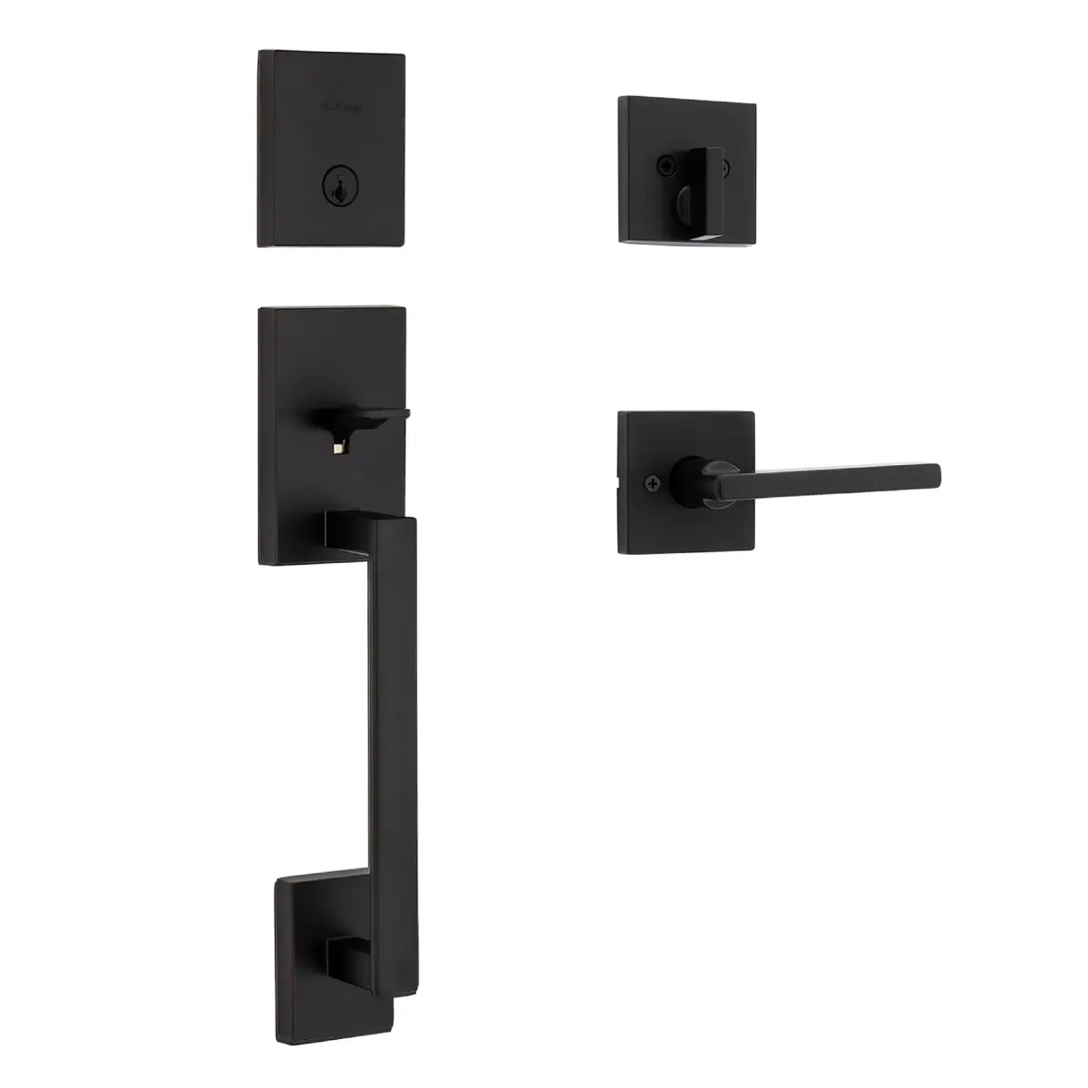 Kwikset San Clemente Entry Handleset with Deadbolt, Matte Black, Reversible Lever | BHMA Grade 1 Certified Security - main product image