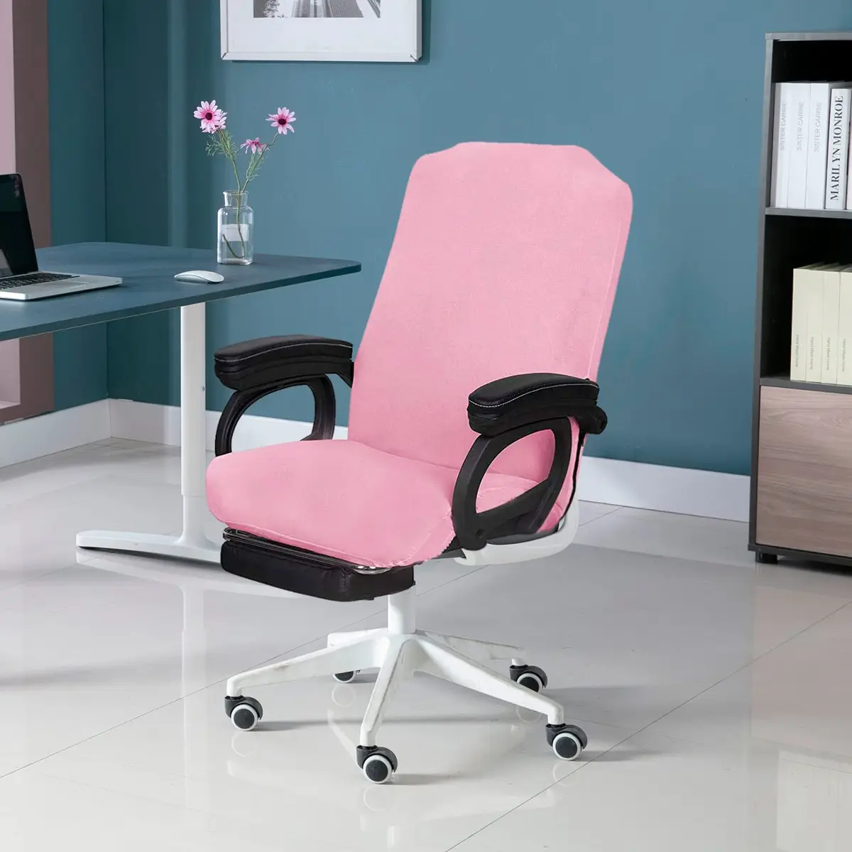 SARAFLORA Office Chair Cover- Large, Pink | Removable, Washable Protector for Office & Study - view 4