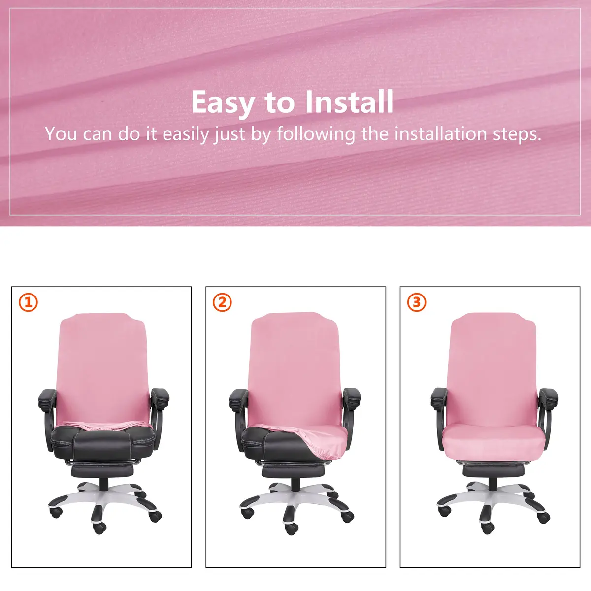 SARAFLORA Office Chair Cover- Large, Pink | Removable, Washable Protector for Office & Study - view 7