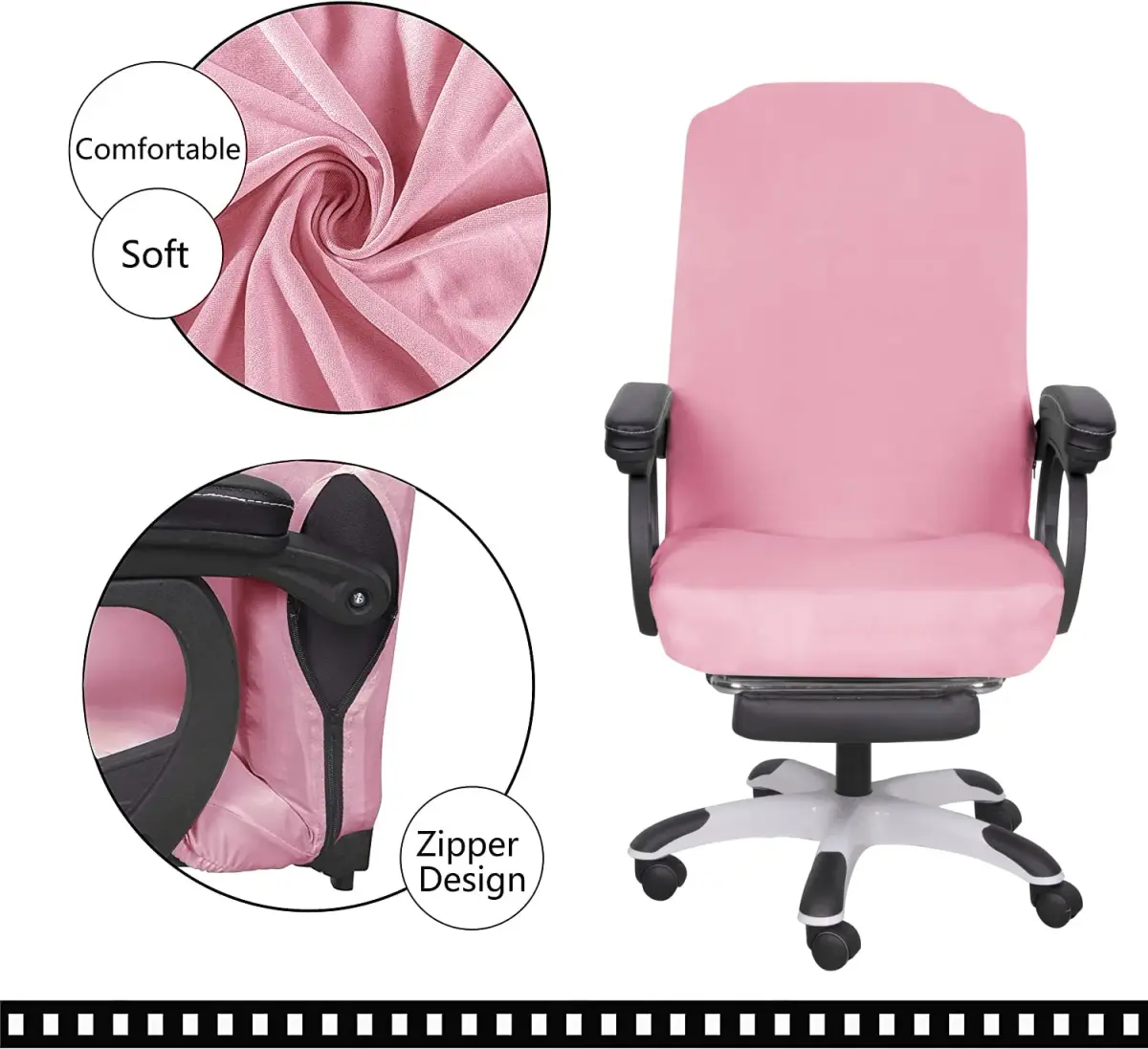SARAFLORA Pink Large Office Chair Cover | Stretch Fit, Removable, Washable Protector (1 Piece) - view 3