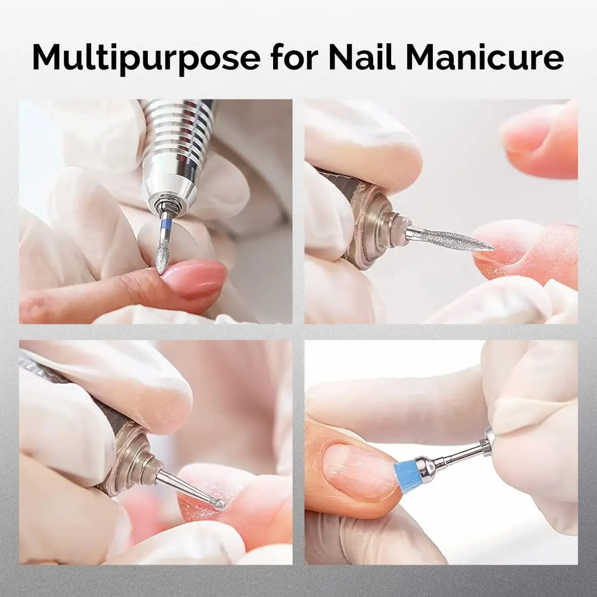 MelodySusie Silver 10pcs Diamond Nail Drill Bits Set | Universal 3/32" Shank for Acrylic Gel Nails - view 7