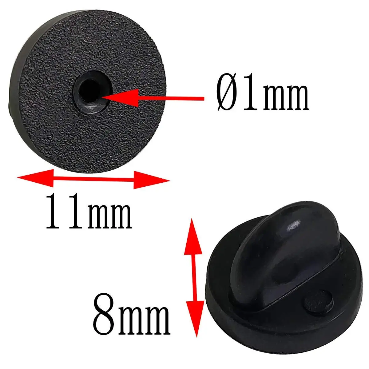 TTSAM Rubber Pin Backings Butterfly Clutch Pin Backs 11mm (0.433 inch) Black, Pack of 50 | Secure Replacement for Lapel Pins - view 2