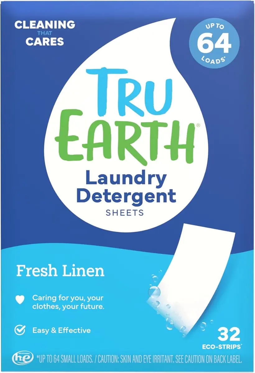 Tru Earth Dry Laundry Detergent Sheets, Fresh Linen, 32 Loads | Eco-Friendly, Compact & Gentle for Sensitive Skin - main product image
