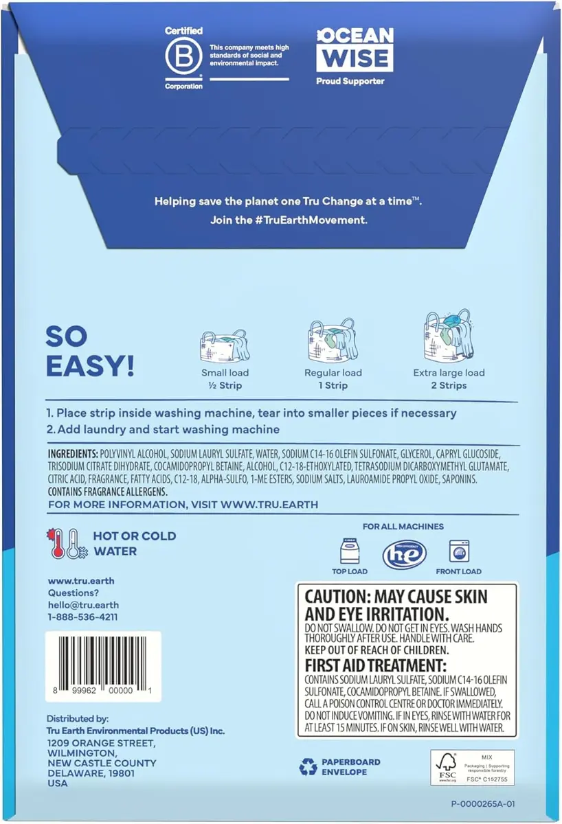 Tru Earth Dry Laundry Detergent Sheets, Fresh Linen, 32 Loads | Eco-Friendly, Compact & Gentle for Sensitive Skin - view 3
