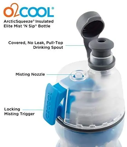 O2COOL Mist N Sip 20 oz Insulated Plastic Sports Bottle | Misting & Drinking with Cool Design - view 3