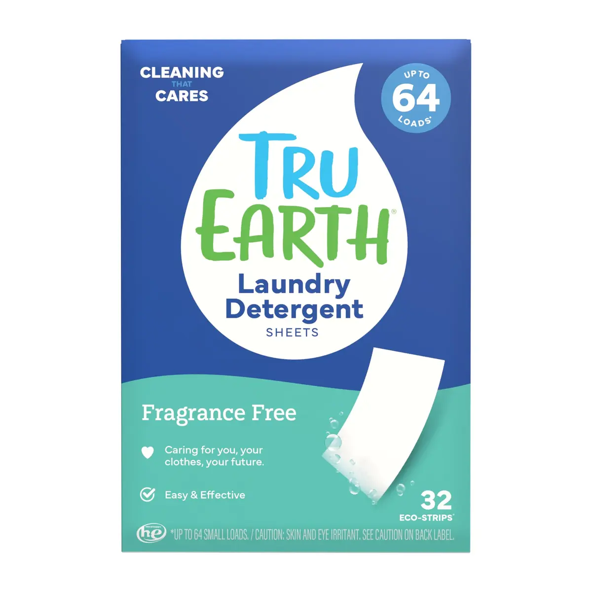 Tru Earth Dry Laundry Detergent Sheets, Unscented, 32 Strips | Liquidless, Eco-Friendly, Travel-Ready - main product image