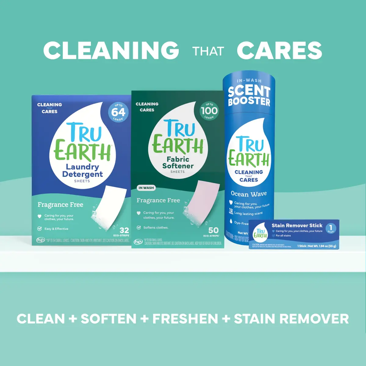 Tru Earth Dry Laundry Detergent Sheets, Unscented, 32 Strips | Liquidless, Eco-Friendly, Travel-Ready - view 9