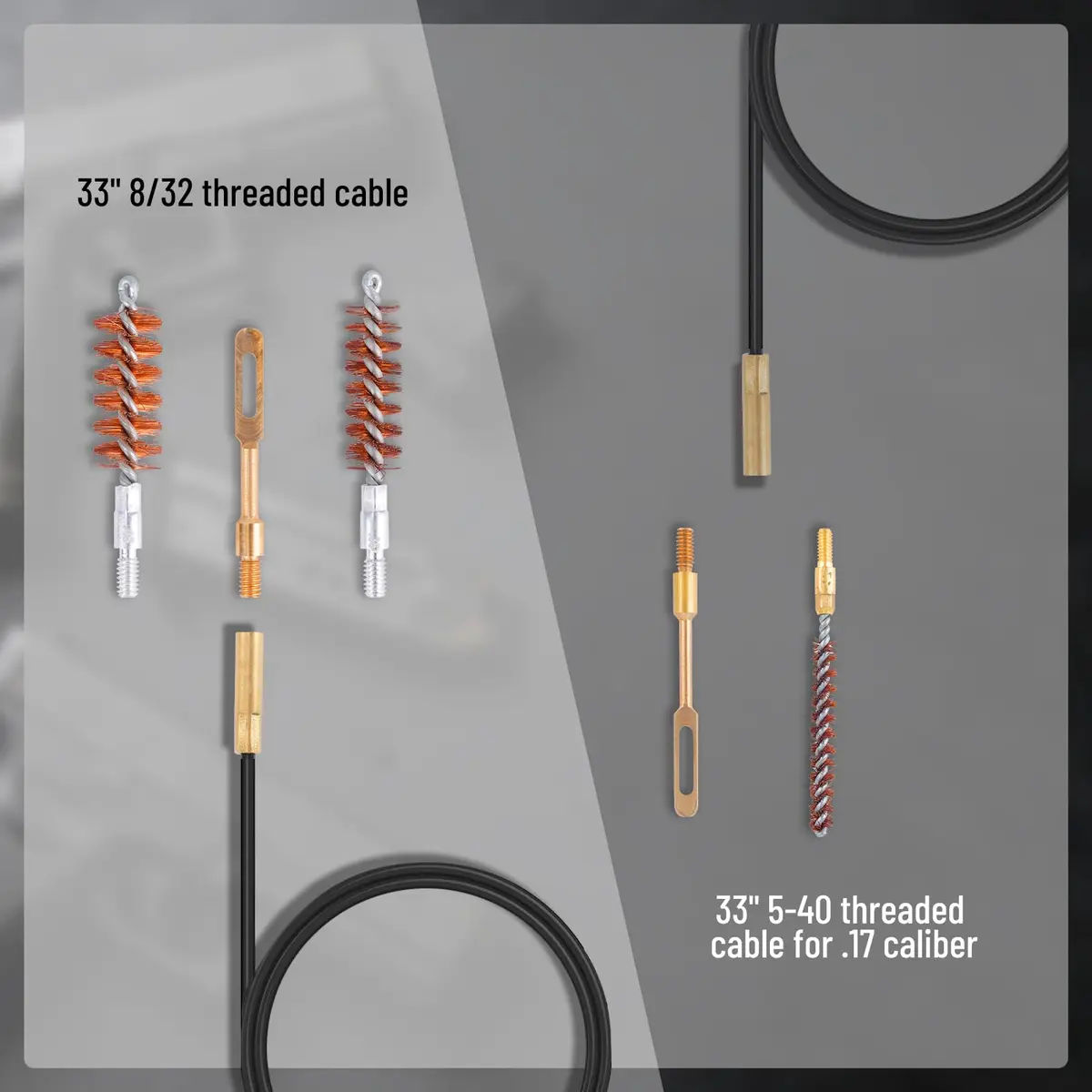 BOOSTEADY Gun Cleaning Kit .17 .22/.223/5.56MM .243 .280 .30 .357/9MM .40 .45 12GA | Multi-Caliber Bore Brushes & Coated Cables - view 5