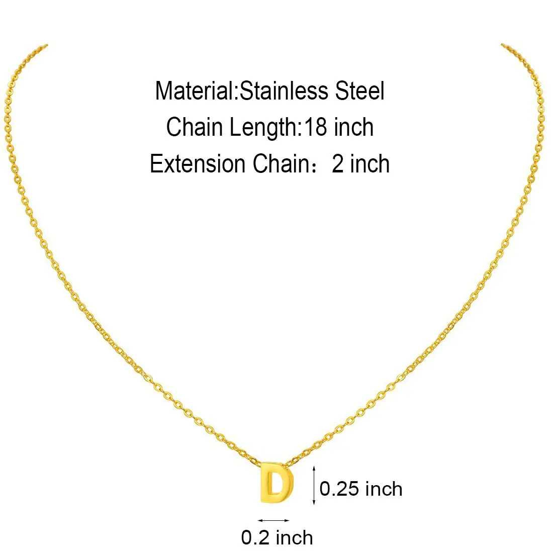 MOMOL Tiny Initial Necklace Gold Plated D Pendant Necklace 45cm (18") | Classic Elegance for Women - view 7