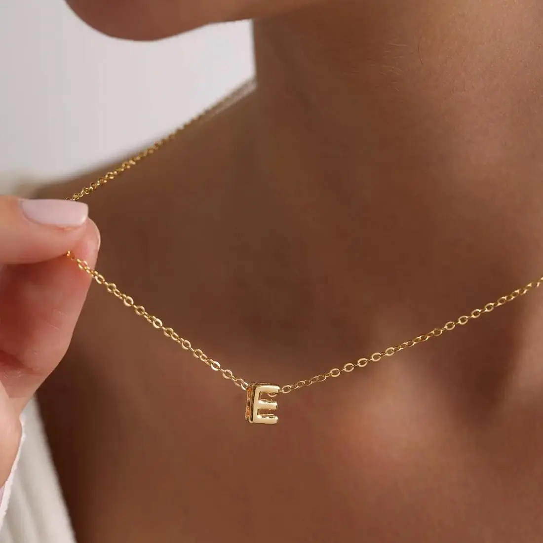 MOMOL Tiny Initial Necklace Gold Plated Small Letter L Pendant Necklace for Women | 18K Gold Plated Stainless Steel - view 5