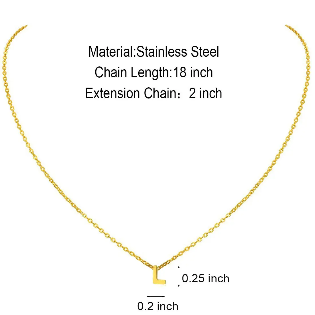 MOMOL Tiny Initial Necklace Gold Plated Small Letter L Pendant Necklace for Women | 18K Gold Plated Stainless Steel - view 4