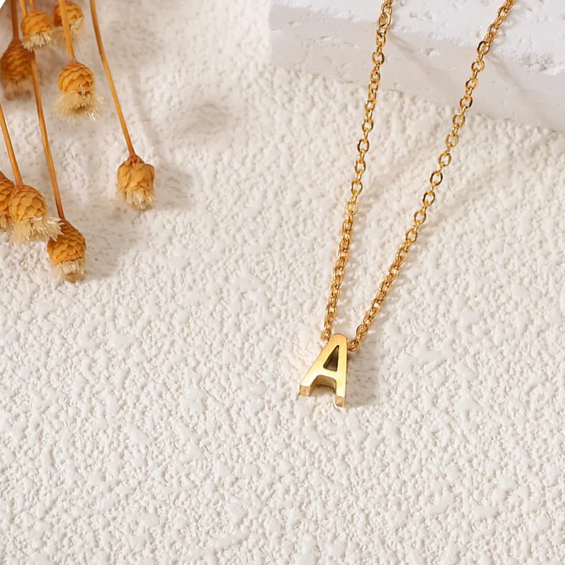 MOMOL Tiny Initial Necklace Gold Plated Small Letter S Necklace | Personalized Name Jewelry for Women - view 5