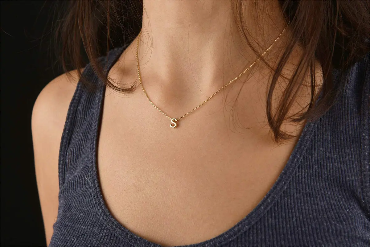 MOMOL Tiny Initial Necklace Gold Plated Small Letter S Necklace | Personalized Name Jewelry for Women - view 2