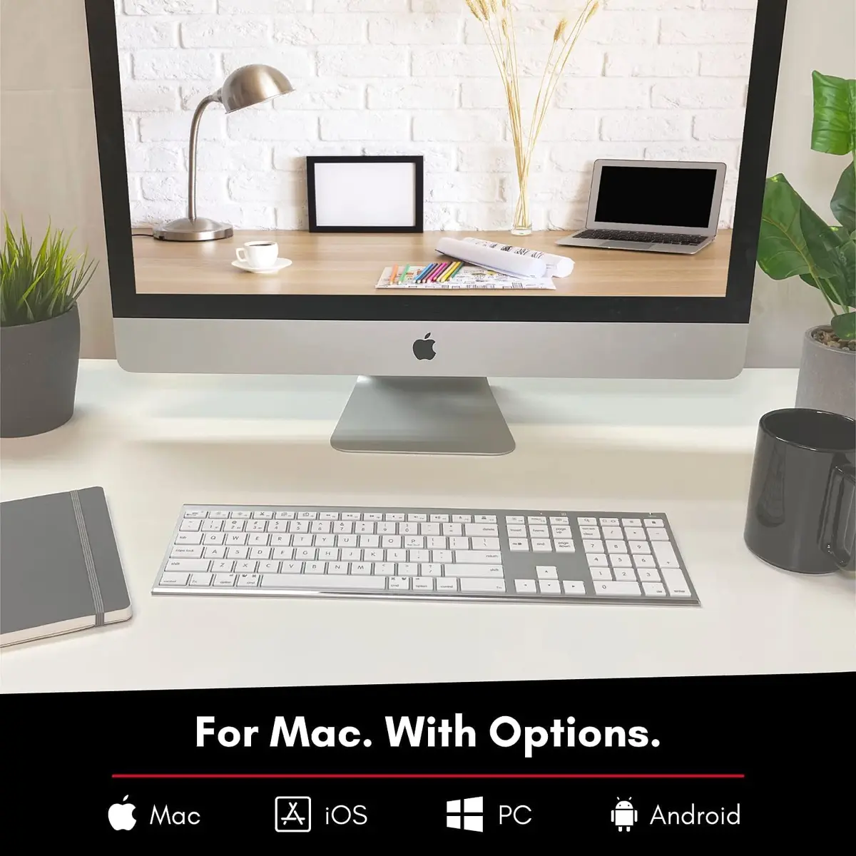 Macally ACEBTKEYA Multi-Device Bluetooth Keyboard with Numeric Keypad - Silver, 110 Keys | Connects to 3 Devices Simultaneously - view 3