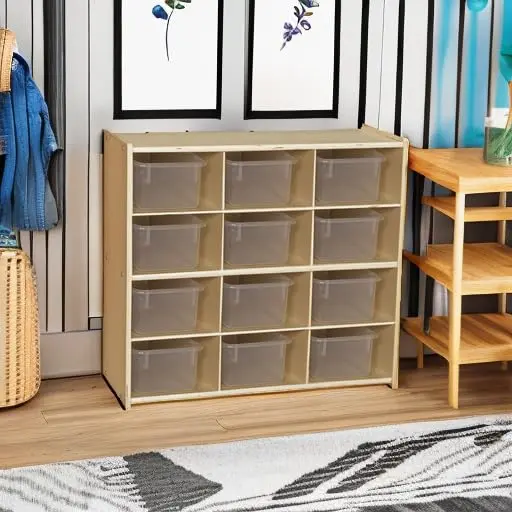 Contender 12 Compartment Storage Unit with Translucent Bins | Classroom Cubby Organizer for Kids, Hardwood Cubby Shelf, Toy & Art Supplies - view 6