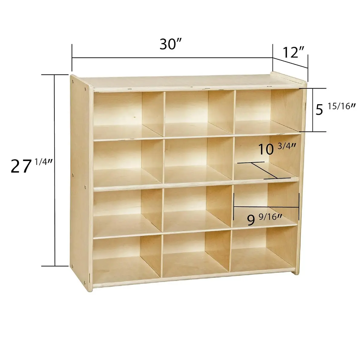 Contender 12 Compartment Storage Unit with Translucent Bins | Classroom Cubby Organizer for Kids, Hardwood Cubby Shelf, Toy & Art Supplies - view 7
