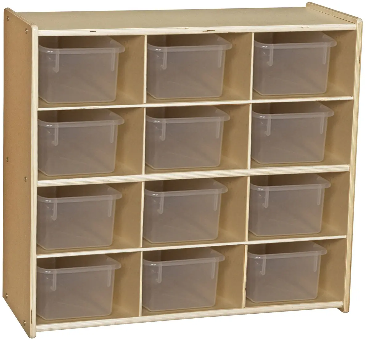 Contender 12 Compartment Storage Unit with Translucent Bins | Classroom Cubby Organizer for Kids, Hardwood Cubby Shelf, Toy & Art Supplies - view 9