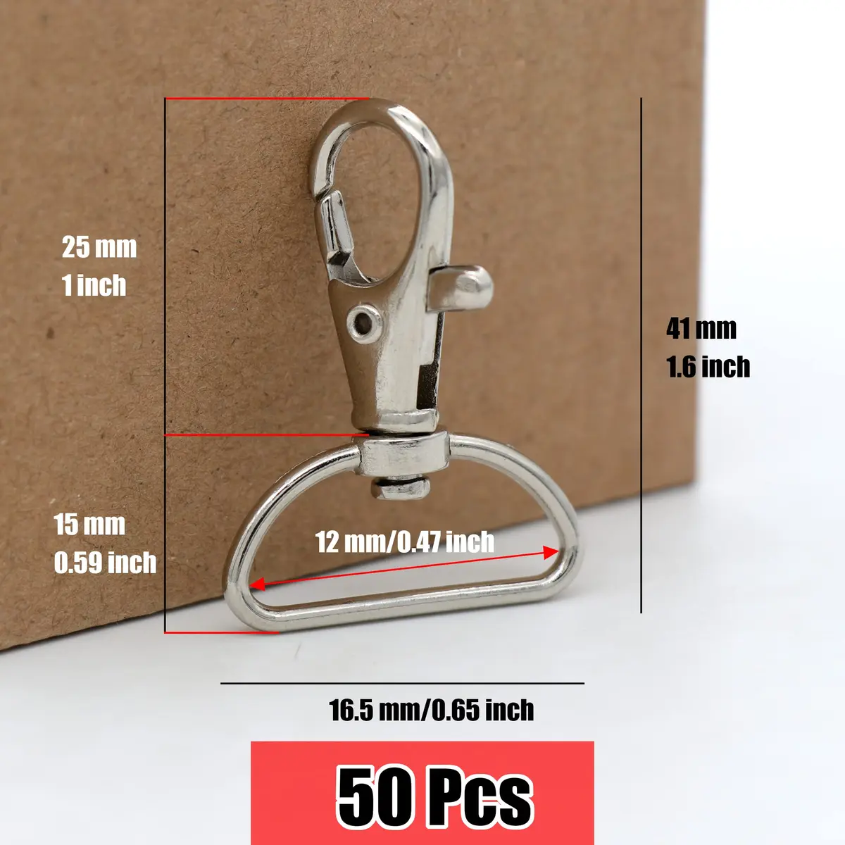 YAKA 50 Pack Premium Metal Lobster Claw Clasps 1.45" | 360° Swivel Trigger Snap Hooks for Jewelry & Crafts - view 3