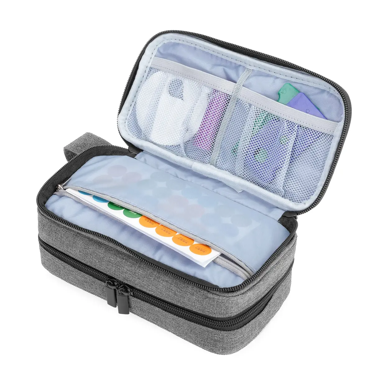 LUXJA Double-Layer Essential Oil Case Holds 12 Bottles, Gray | Portable Travel Organizer for Oils - view 2