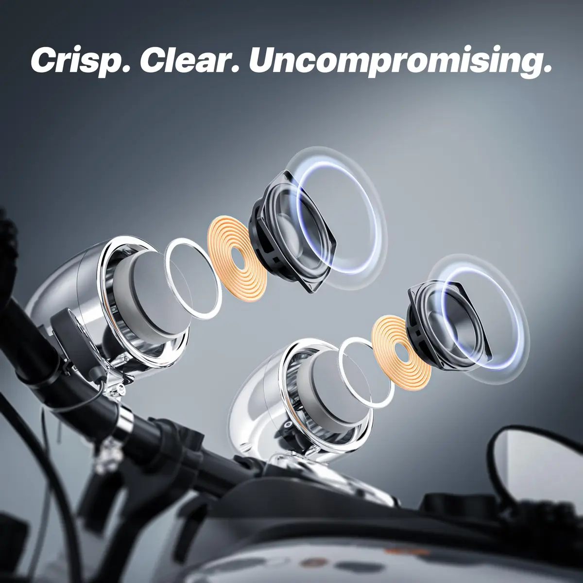 GoHawk Motorcycle Speakers Bluetooth 4 Inch Waterproof Radio Audio System | 100W Waterproof Handlebar Speakers - view 2