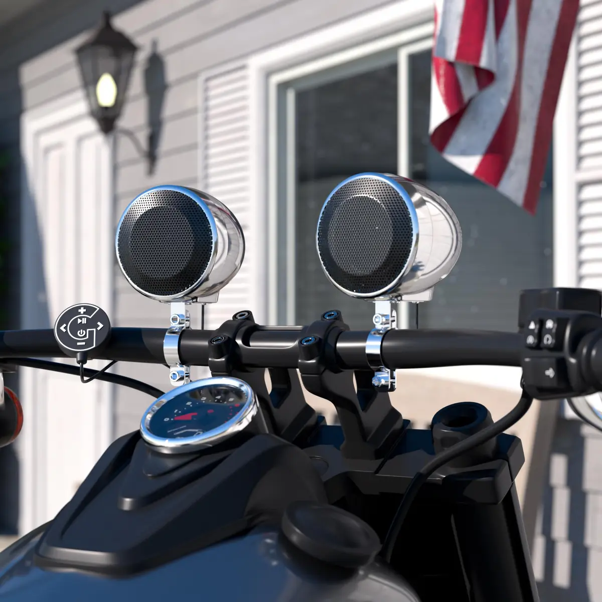 GoHawk Motorcycle Speakers Bluetooth 4 Inch Waterproof Radio Audio System | 100W Waterproof Handlebar Speakers - view 4