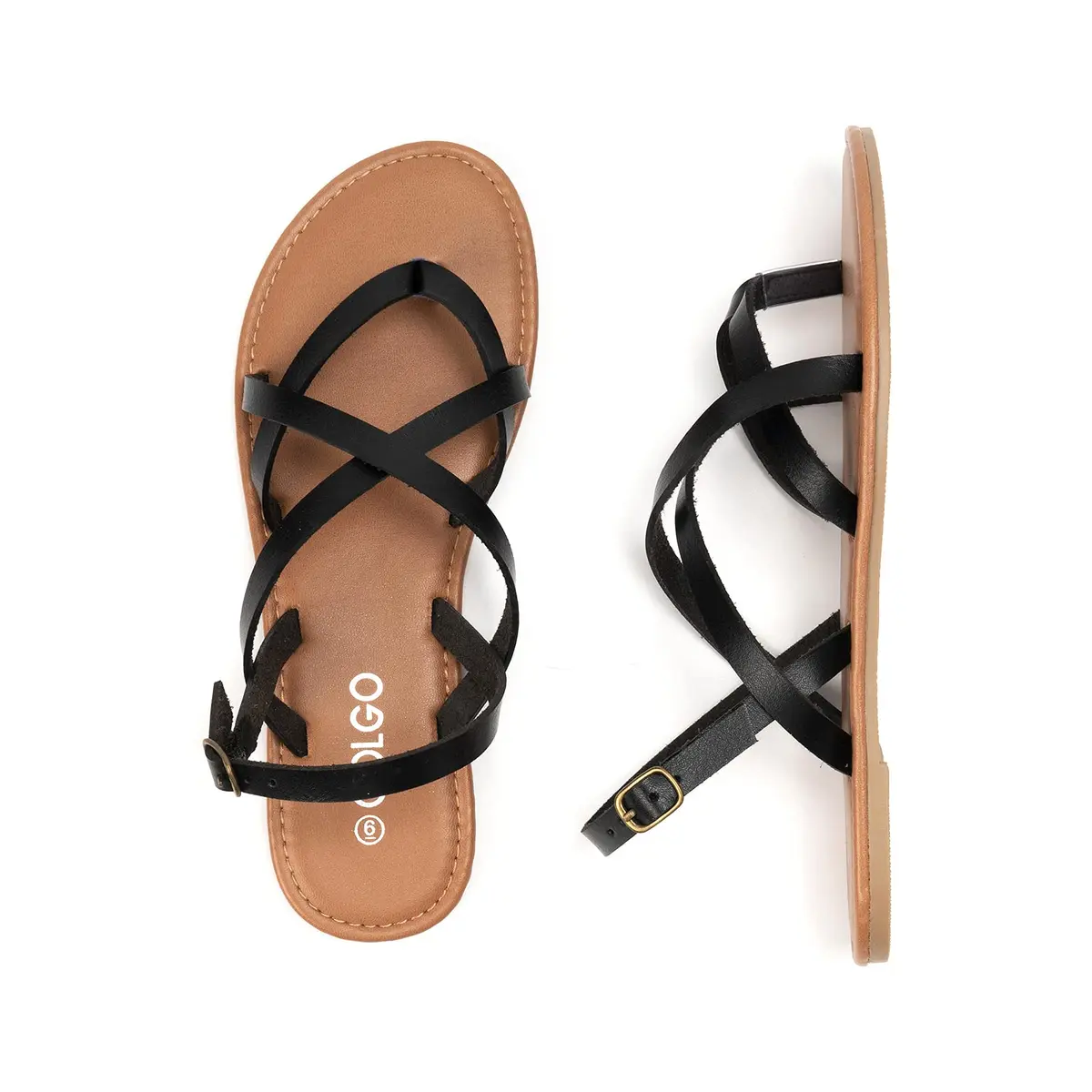 Colgo Women's Summer Strappy Flat Sandals 6.5 | Adjustable Casual Gladiator with Open Toe - view 5