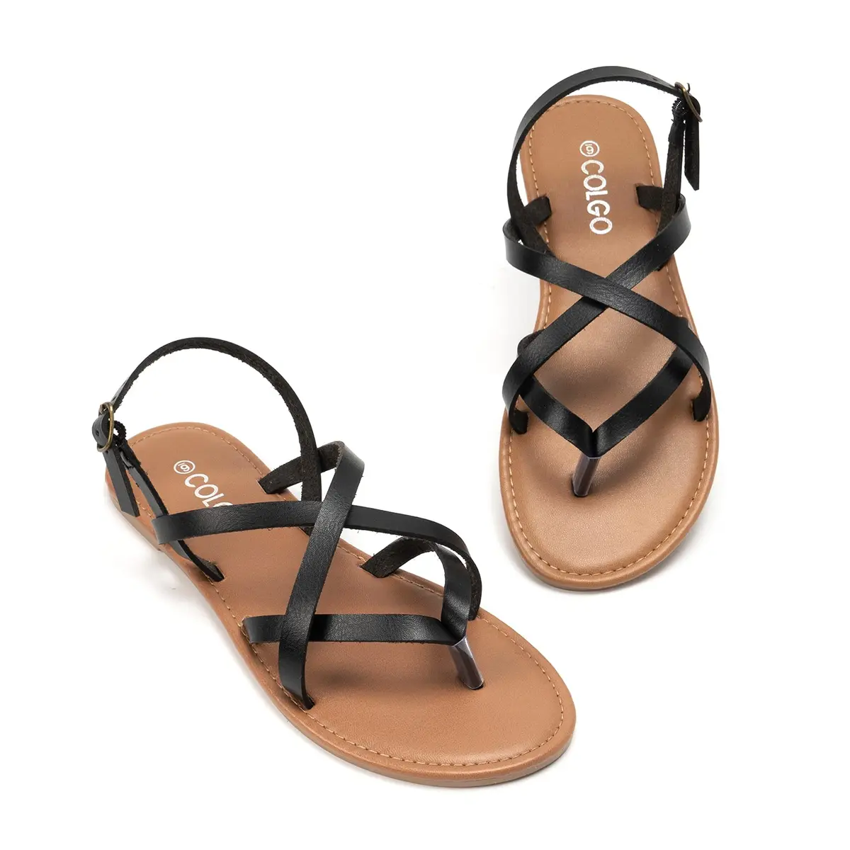 Colgo Women's Summer Strappy Flat Sandals 6.5 | Adjustable Casual Gladiator with Open Toe - view 6