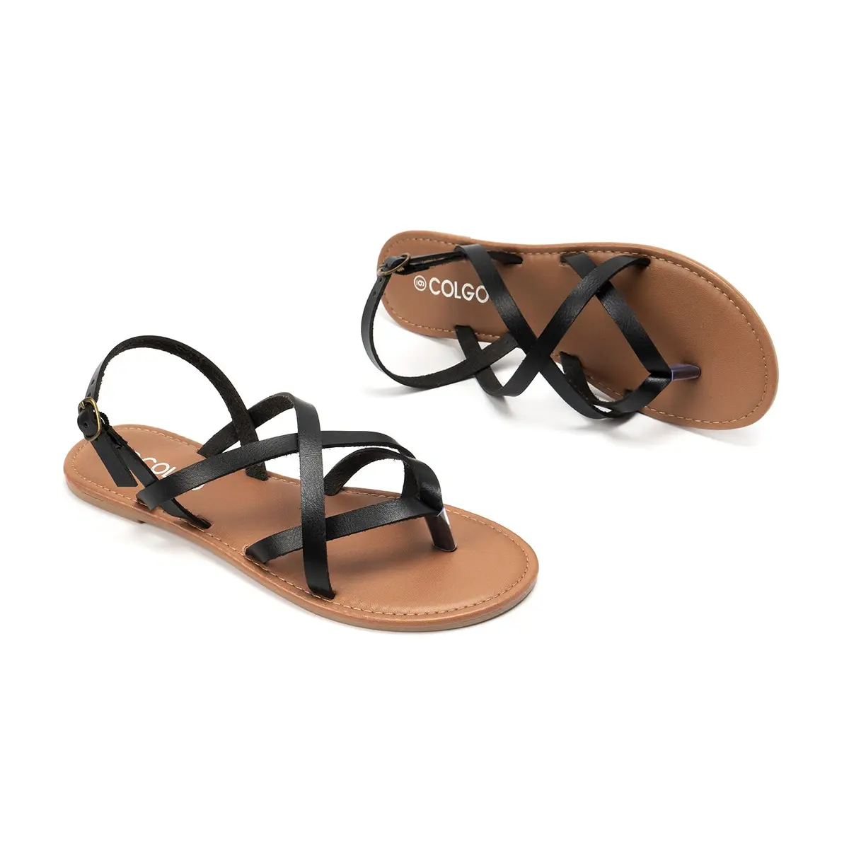 Colgo Women's Summer Strappy Flat Sandals 6.5 | Adjustable Casual Gladiator with Open Toe - view 7