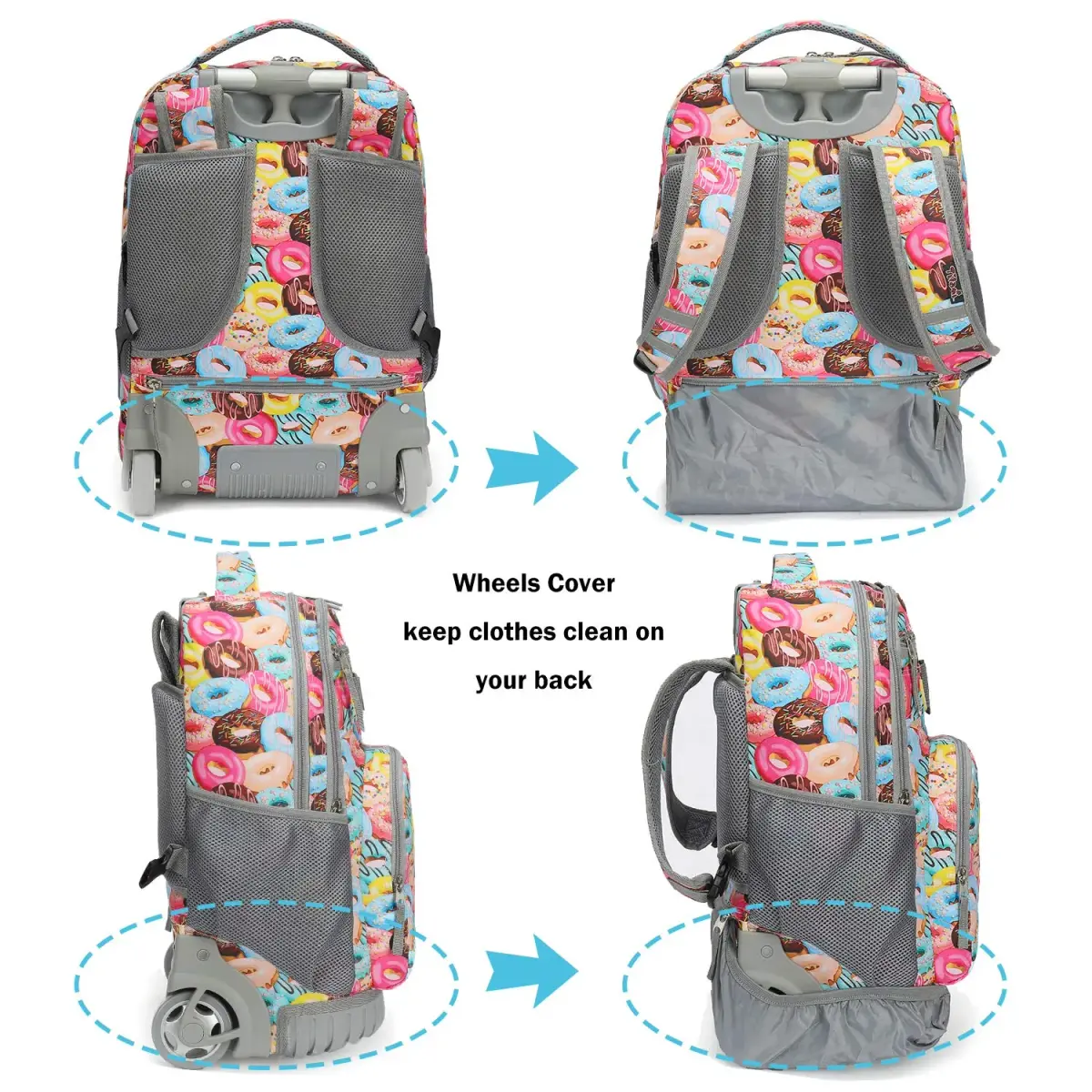 Tilami Rolling Backpack 18.92" (48cm) | Wheeled School & Travel Bag with Laptop Compartment - view 5