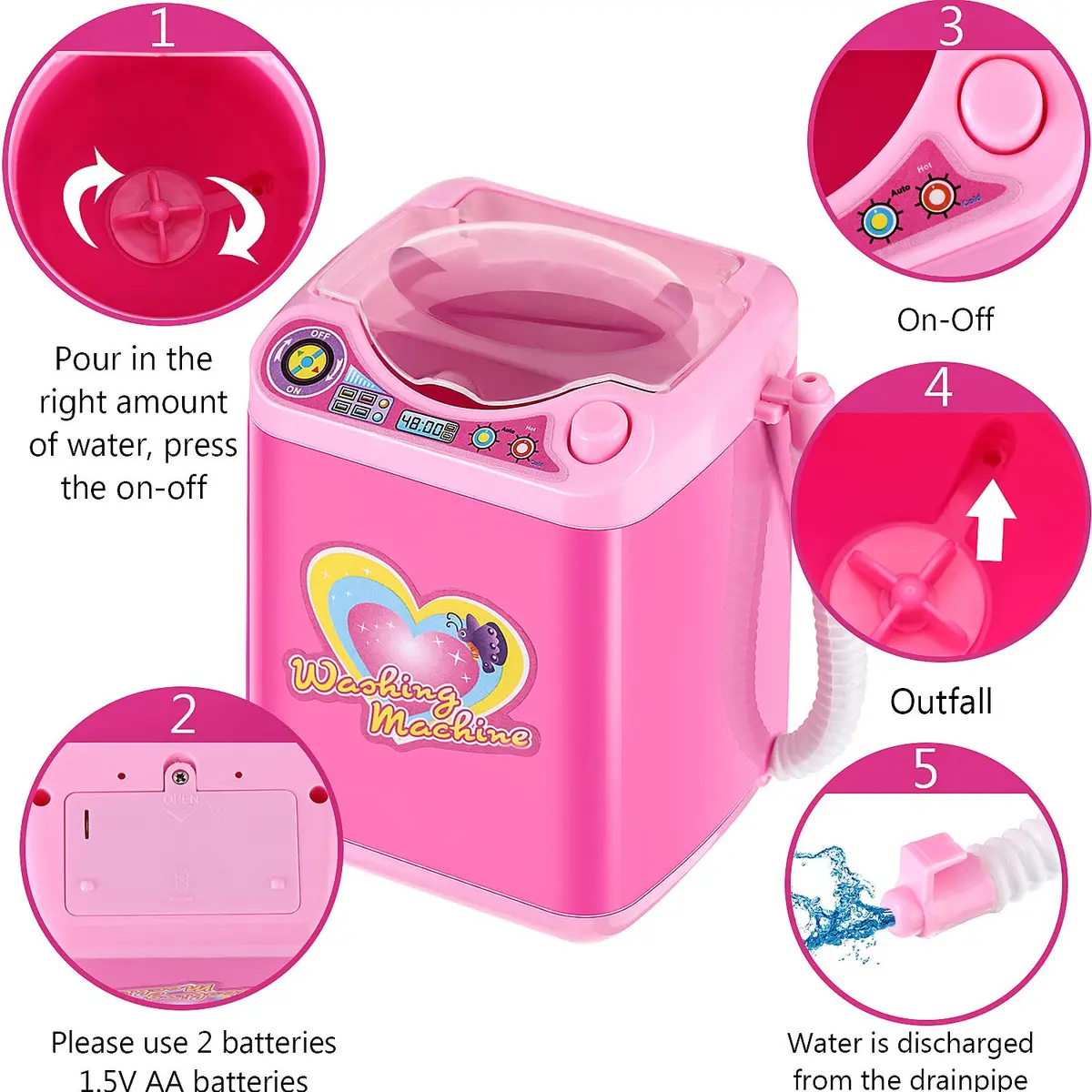 Hsei Mini Washing Machine for Makeup Brushes & Sponges | Portable, Electric, Travel-Friendly - view 4