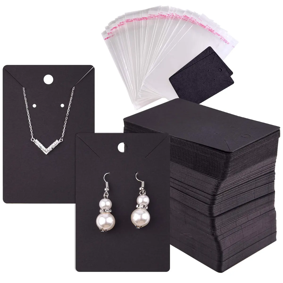 TUPARKA 120 Pcs Earring Display Card, Kraft Paper Tags for DIY Jewelry, 3.5 x 2 Inches - main product image