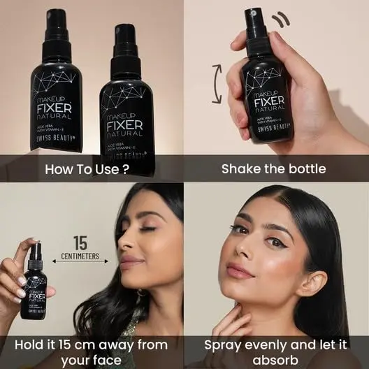 Swiss Beauty Natural Makeup Fixer Spray with Aloe Vera & Vitamin E, 70ml (2.37 Fl Oz) | Sets Makeup All Day - view 5