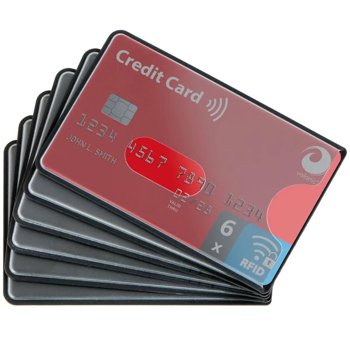 Valonic RFID Blocking Sleeves Set of 6 | Transparent Front, Credit Card Protector for Wallet - Anti-Theft & Signal Vault (70-120c) - main product image