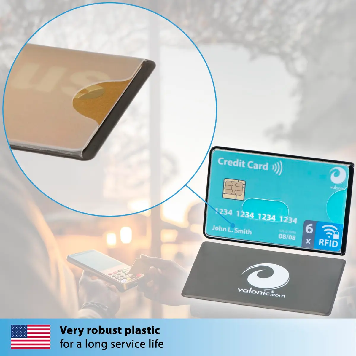 Valonic RFID Blocking Sleeves Set of 6 | Transparent Front, Credit Card Protector for Wallet - Anti-Theft & Signal Vault (70-120c) - view 5