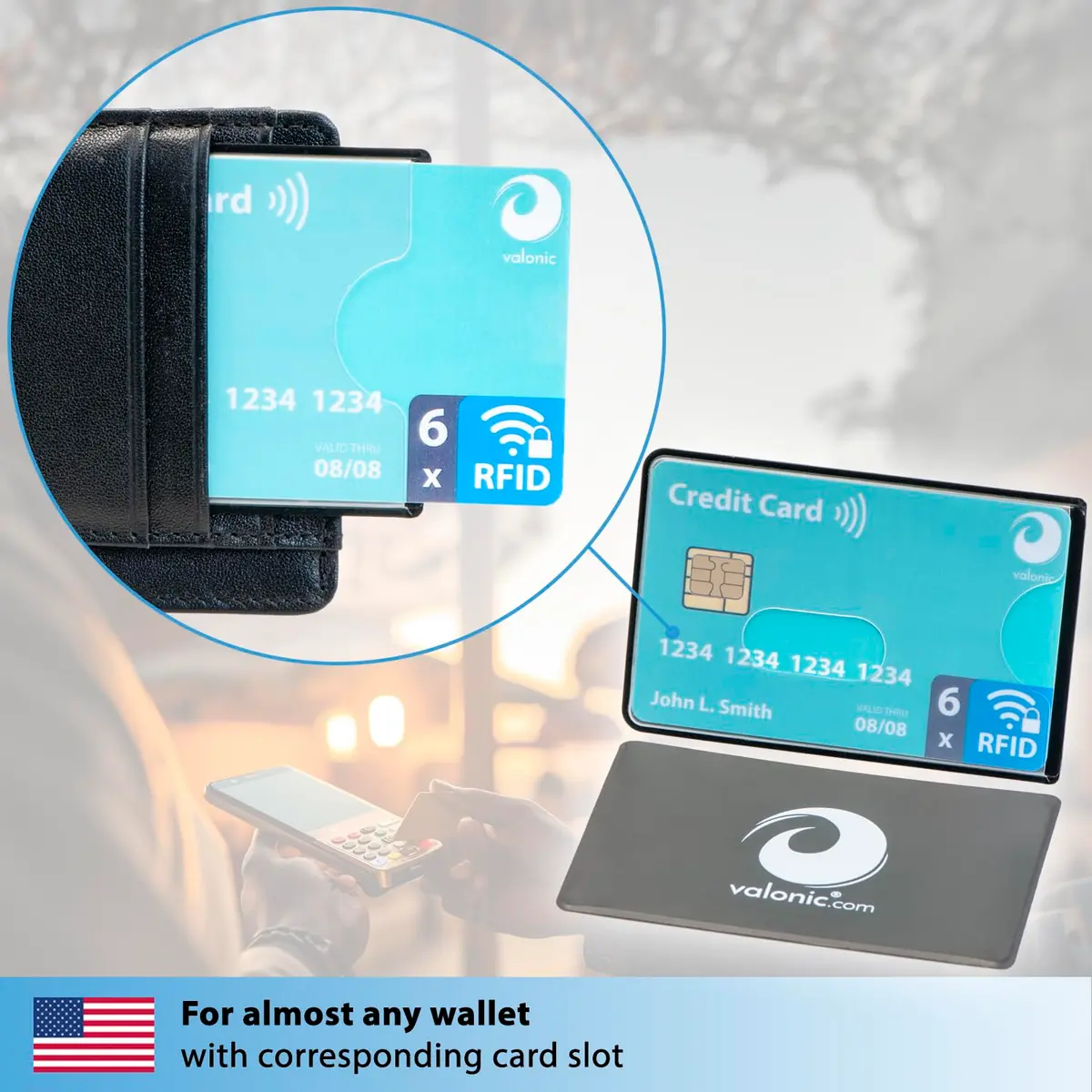 Valonic RFID Blocking Sleeves Set of 6 | Transparent Front, Credit Card Protector for Wallet - Anti-Theft & Signal Vault (70-120c) - view 7
