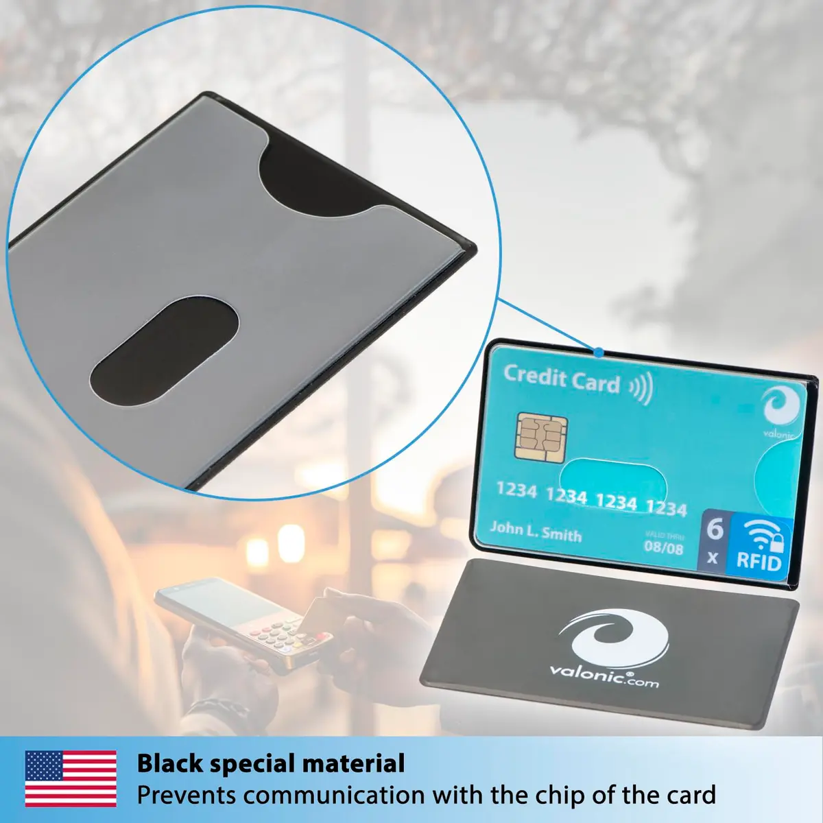 Valonic RFID Blocking Sleeves Set of 6 | Transparent Front, Credit Card Protector for Wallet - Anti-Theft & Signal Vault (70-120c) - view 8