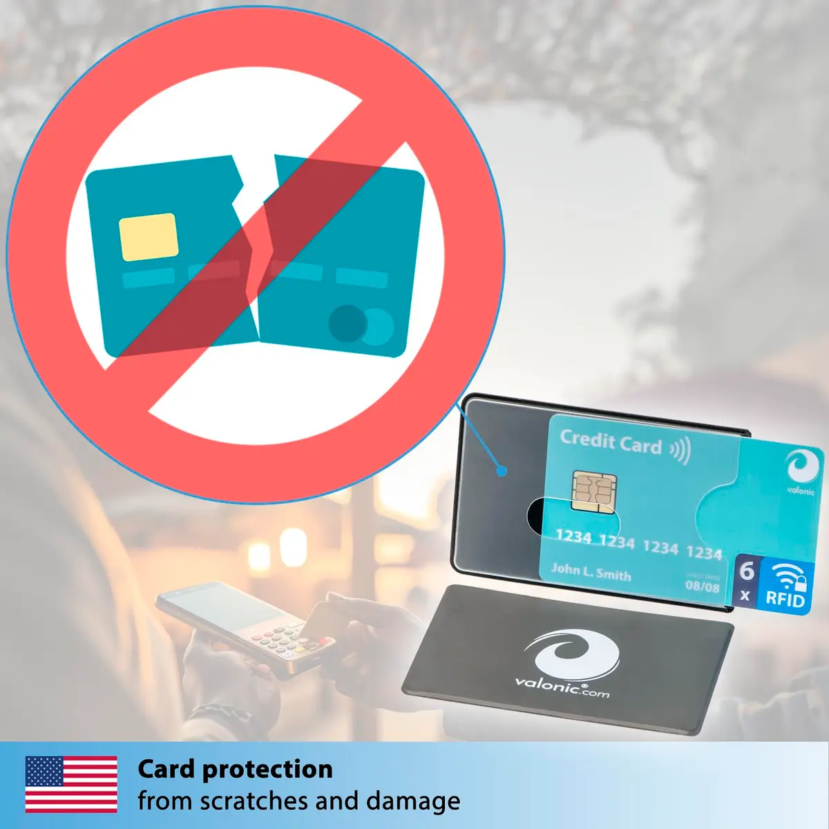 Valonic RFID Blocking Sleeves Set of 6 | Transparent Front, Credit Card Protector for Wallet - Anti-Theft & Signal Vault (70-120c) - view 9
