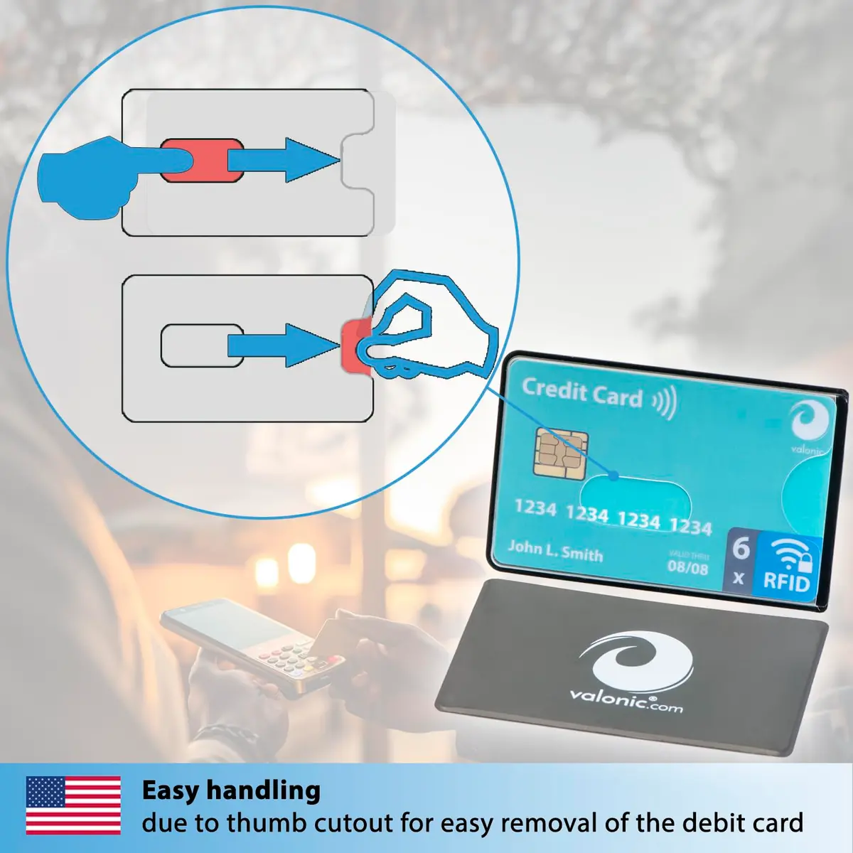 Valonic RFID Blocking Sleeves Set of 6 | Transparent Front, Credit Card Protector for Wallet - Anti-Theft & Signal Vault (70-120c) - view 3