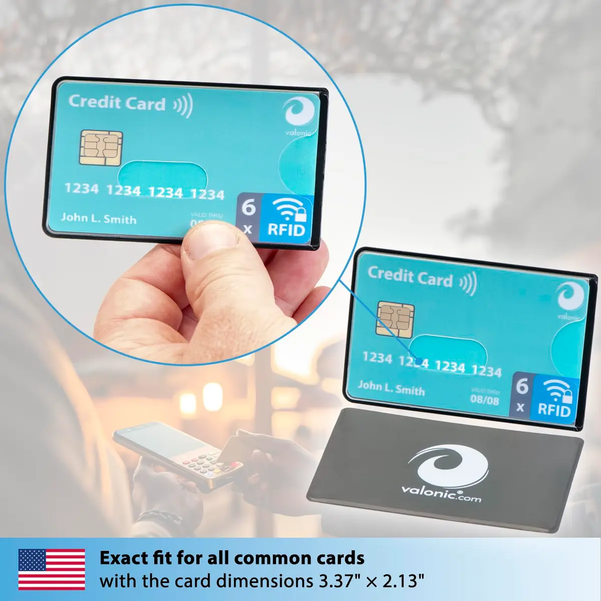 Valonic RFID Blocking Sleeves Set of 6 | Transparent Front, Credit Card Protector for Wallet - Anti-Theft & Signal Vault (70-120c) - view 4