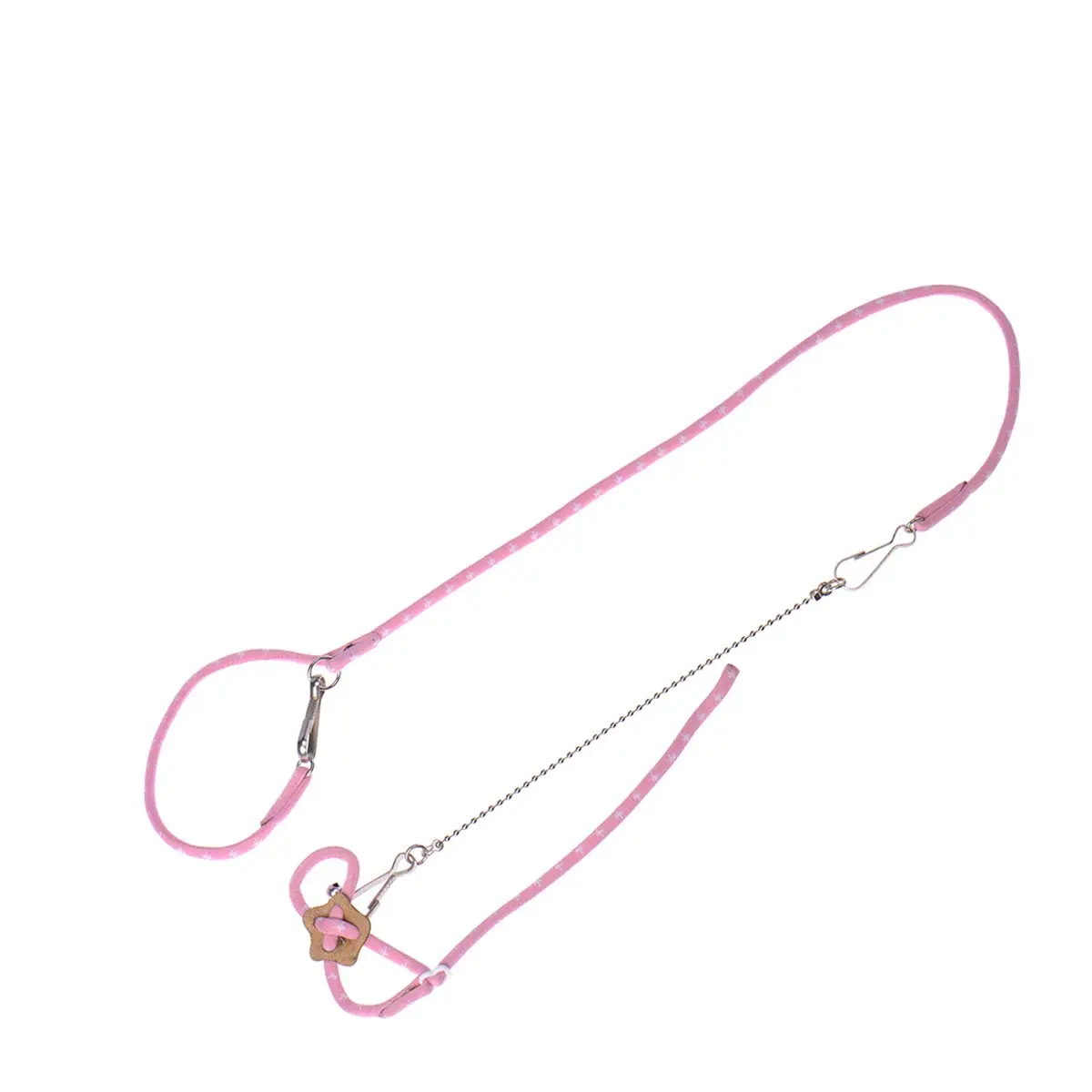 Wontee Adjustable Leash Harness with Bell for Small Animals | Soft Nylon & Metal, Pink, 6-15cm Neck - main product image
